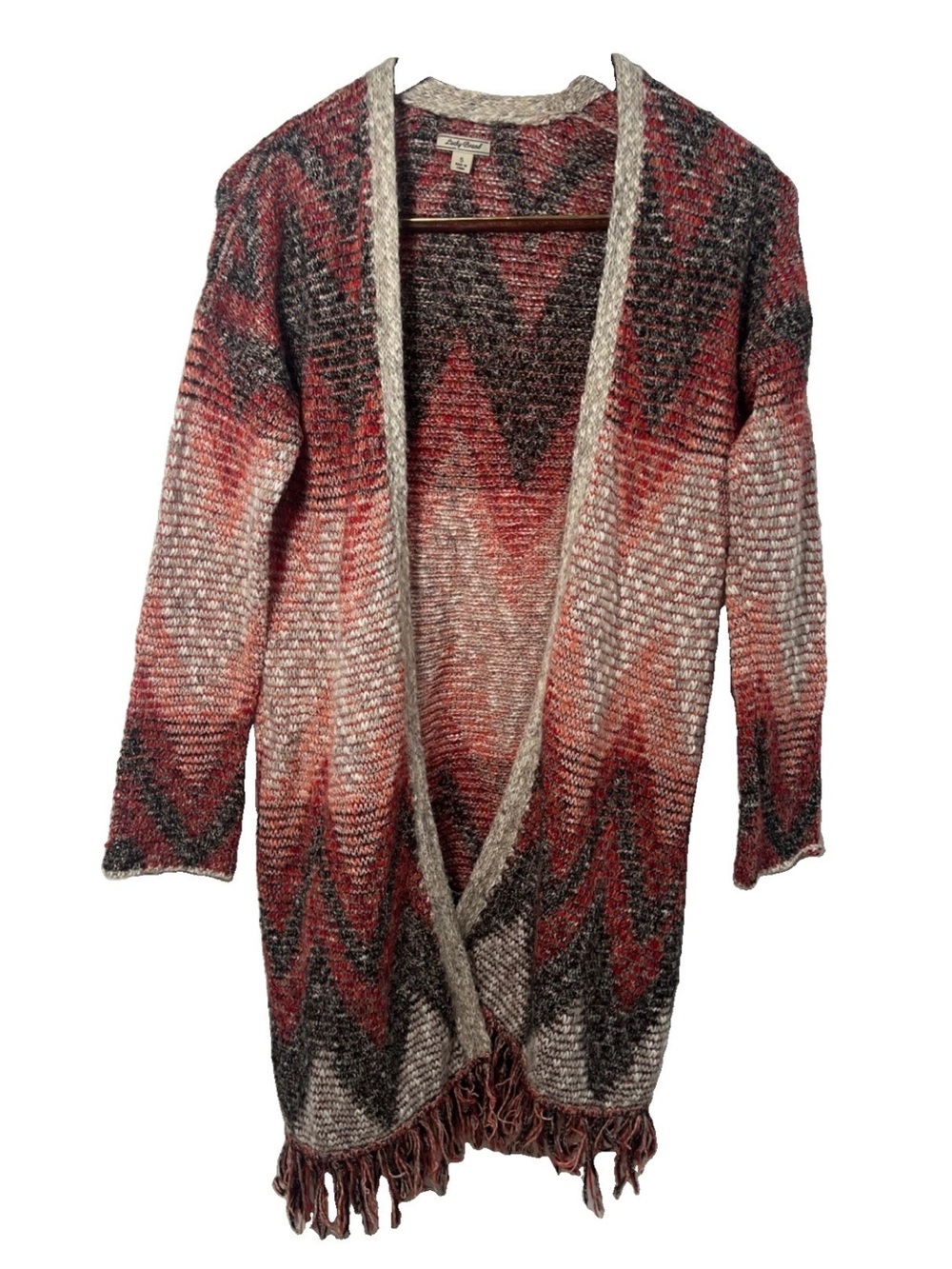 Lucky Brand Cardigan Sweater Womens Small Multicolor Boho Open Knit Southwest